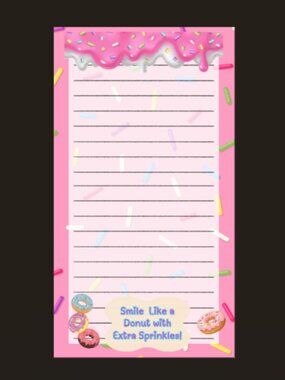 Handmade Colorful Notepad, notes, lined, pink, donut, gift, pad, dessert